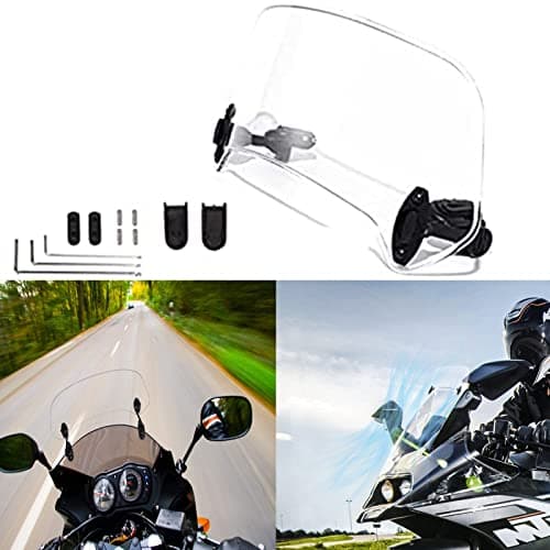 Universal Motorcycle Windshield Extension Windscreen Spoiler Clamps for Kawasaki Yamaha Harley Suzuki Buell Ducati Aprilia(210mm Transparent)