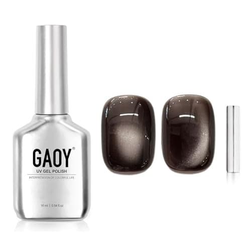 GAOY Jelly Black Cat Eye Gel Nail Polish 16ml Glitter Holographic Nail Polish with Magnet Reflective Translucent UV Gel 3089 Stormy Glow