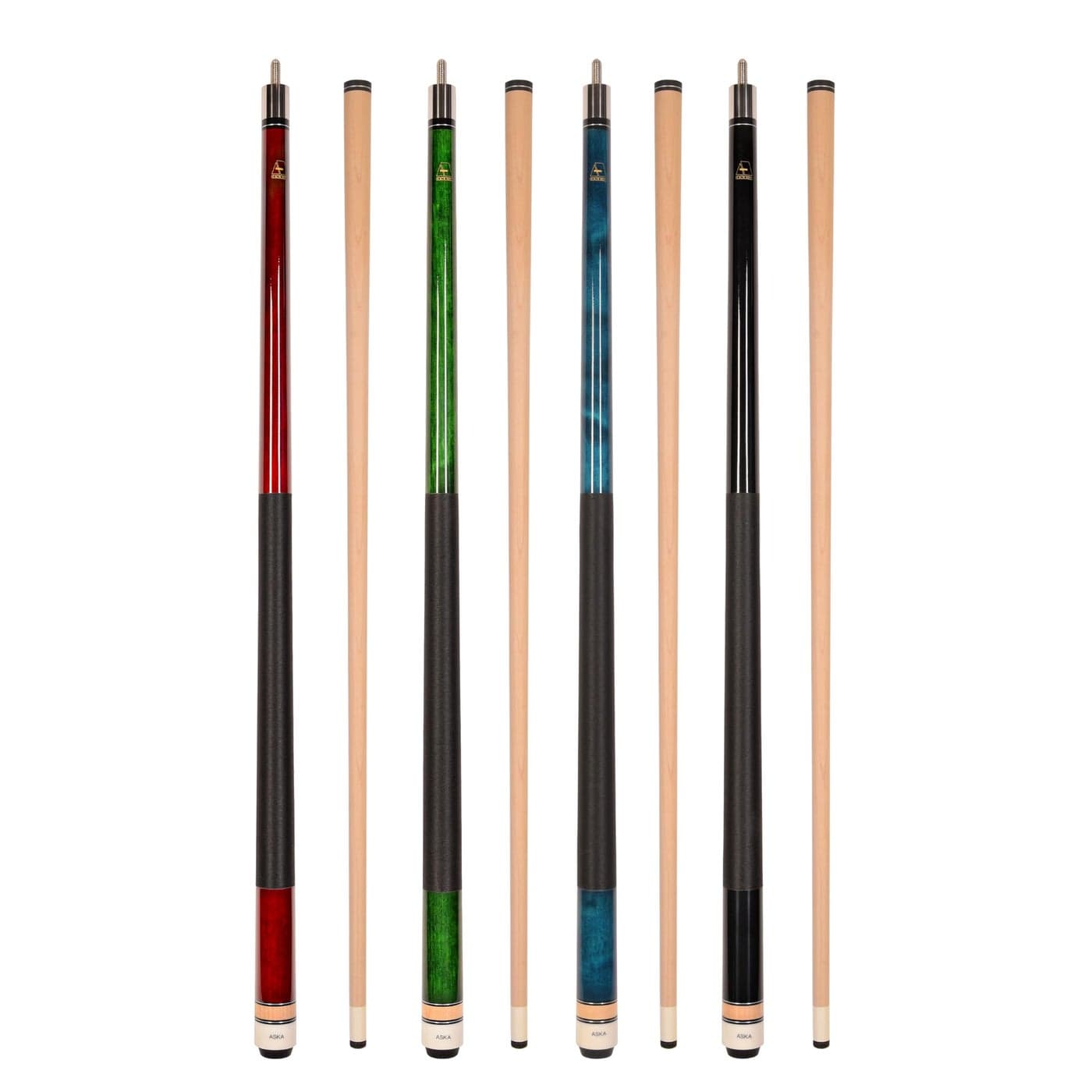 Set of Aska L2 Billiard Pool Cue Sticks 58 Hard Rock Canadian Maple 516x18 Joint 13mm Hard Tip Mixed Weights Set of 4 Sticks