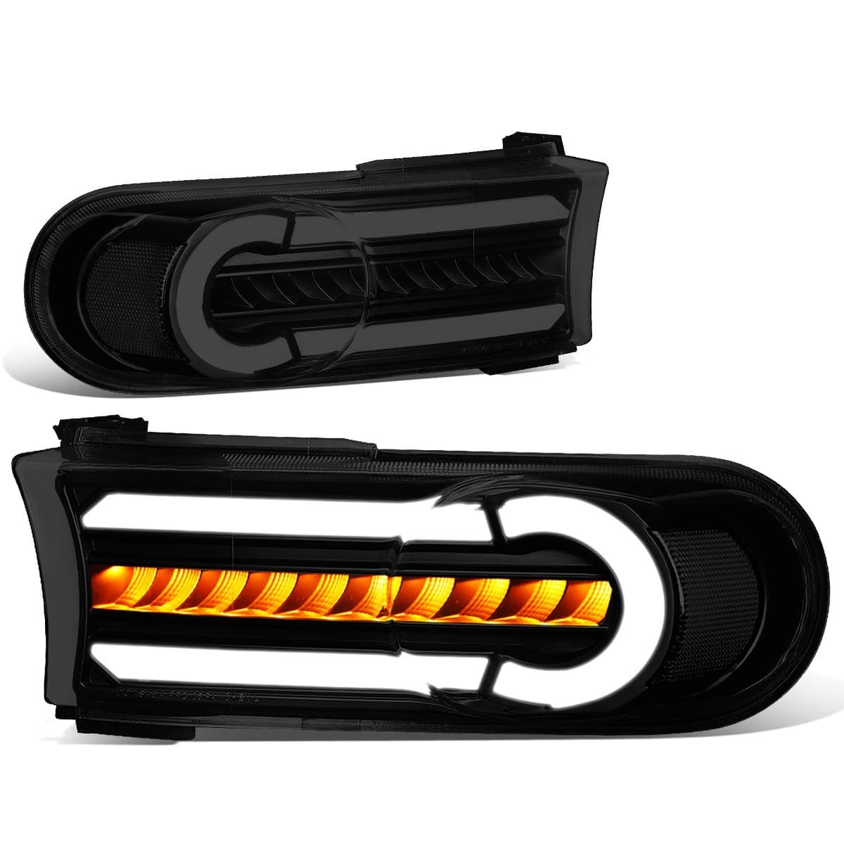 DNA Motoring BLLBFJC07BKSMCL1 LED DRLSequential Chasing Turn Signal Front Bumper Light Corner Lamps