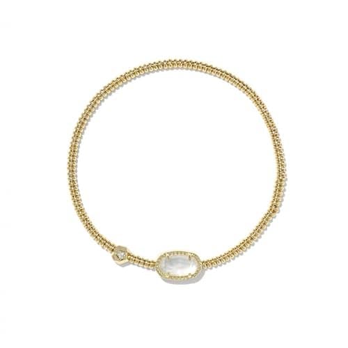Kendra Scott Grayson Stretch Bracelet, 14k Gold Plated Brass, Mother-of-Pearl, Fashion Jewelry for Women
