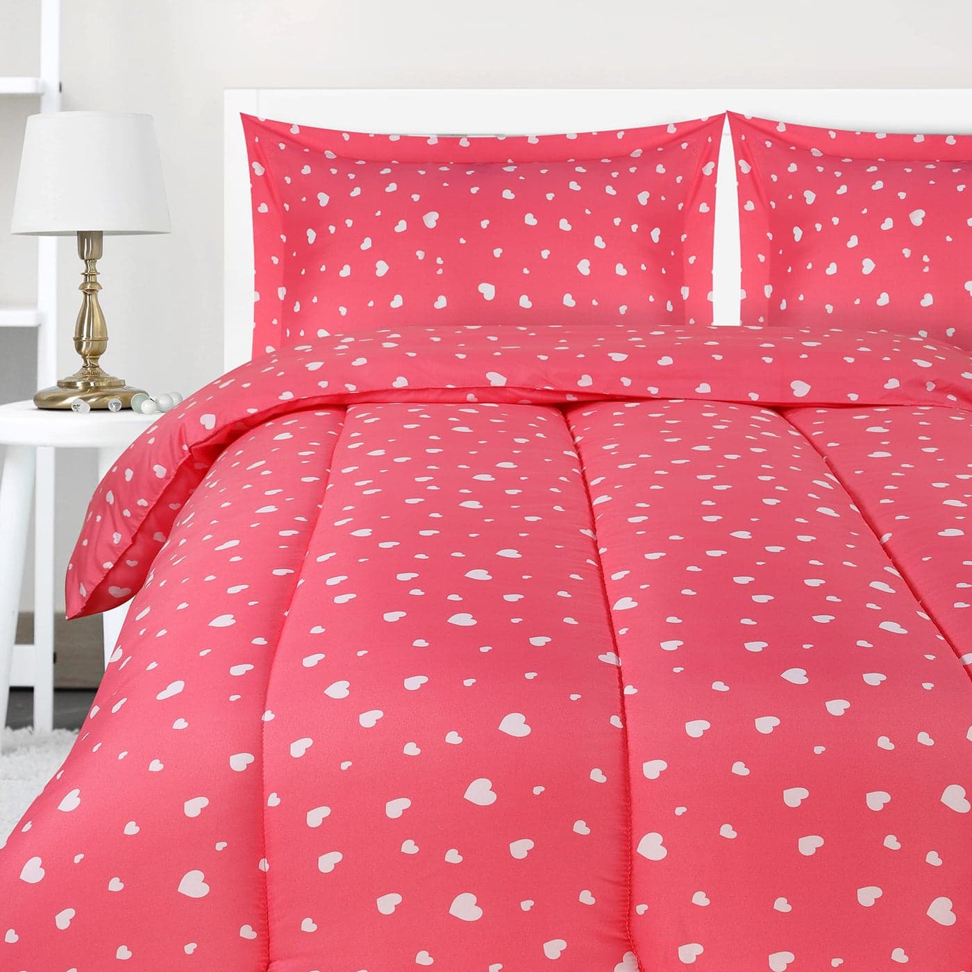 Utopia Bedding All Season Heart Comforter Set with 2 Pillow Cases 3 Piece Soft Brushed Microfiber Kids Bedding Set for BoysGirls Machine Washable Twin
