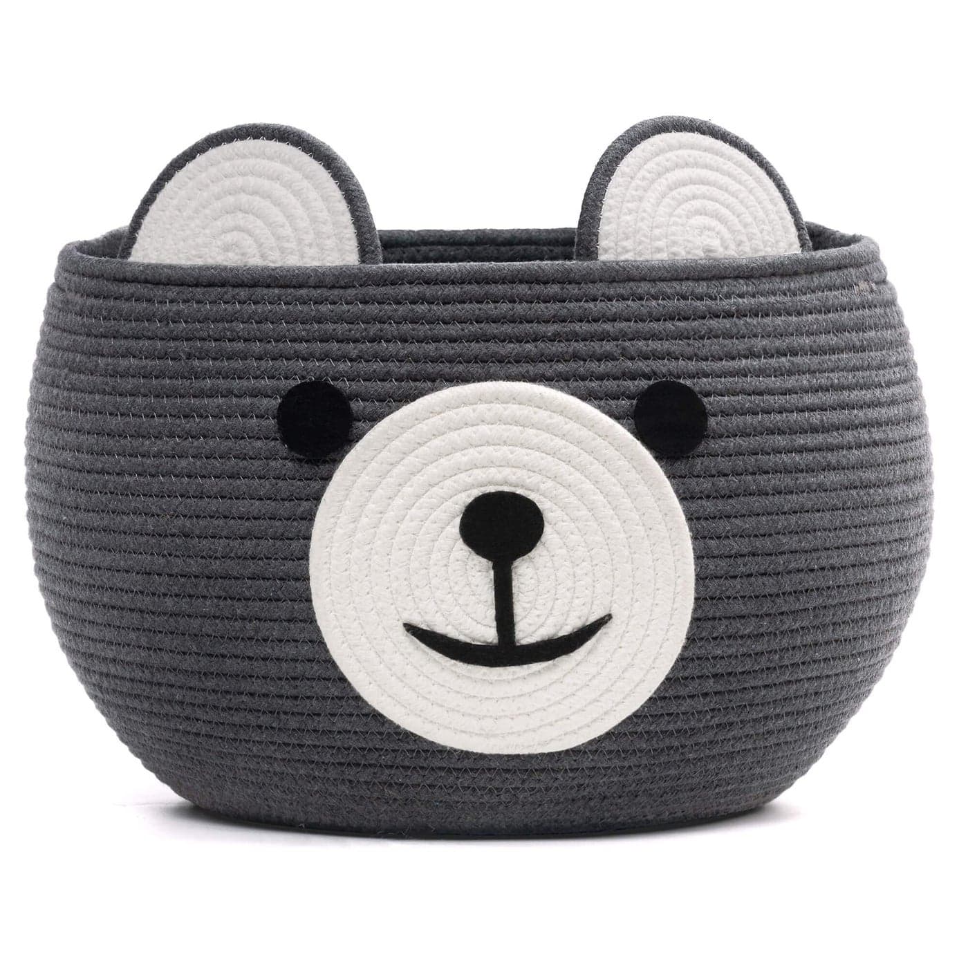 CherryNow Cotton Rope Baby Cute Storage Basket for Organizing Toy Woven Rope Bear Basket for Kids Empty Gift Baskets with Handles Grey 157 D x 105 H
