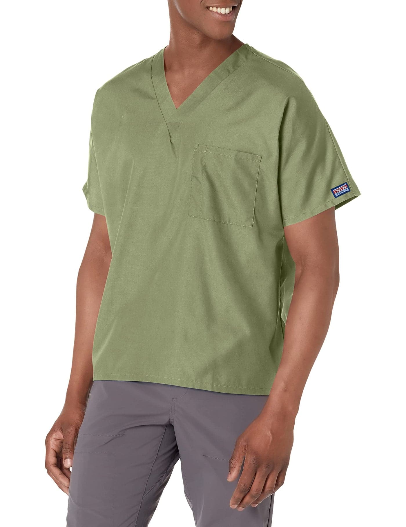 Cherokee Originals Unisex V-Neck Scrubs Shirt, Olive, XX-Small