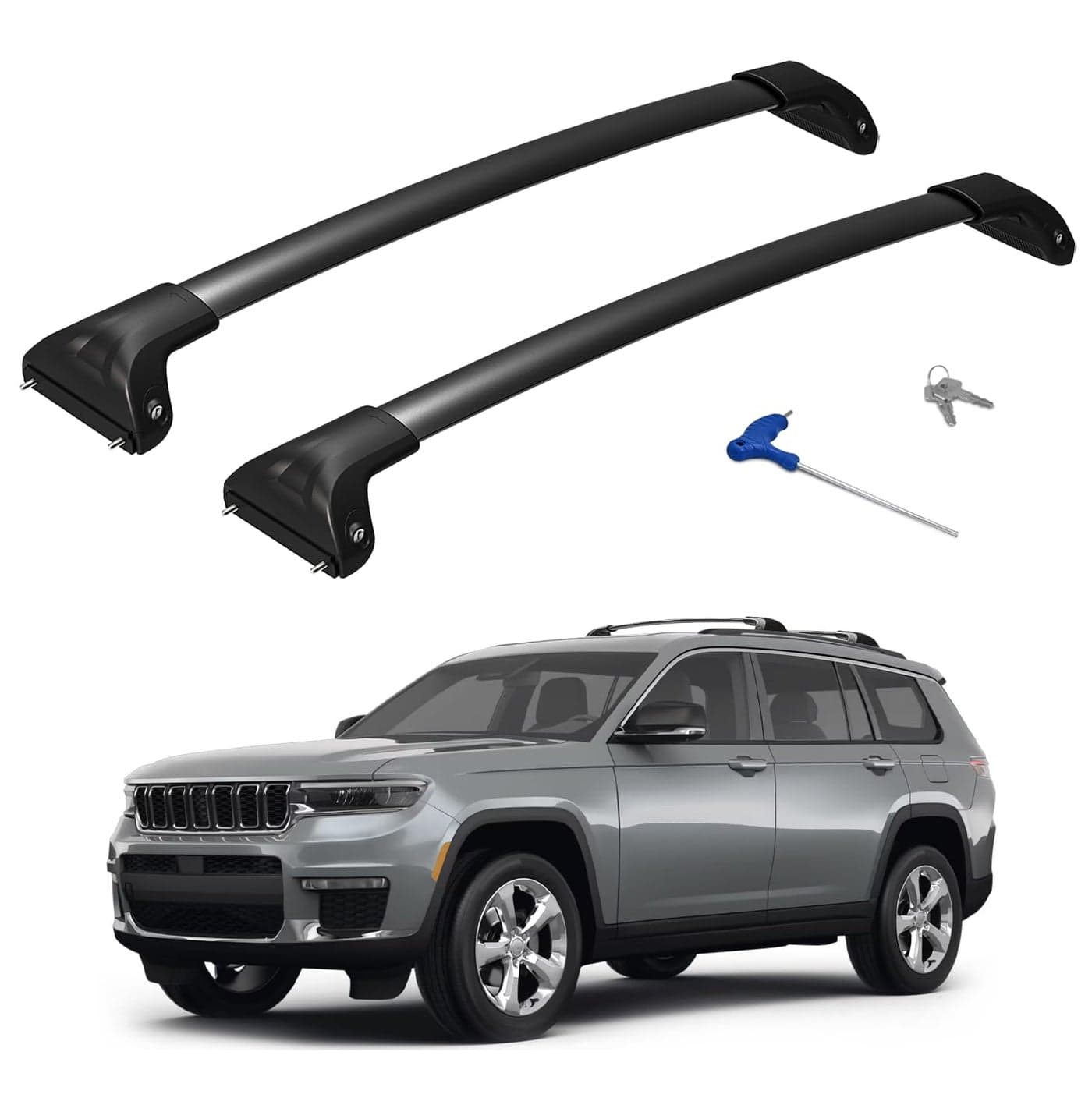 HmmtyRack Roof Rack Cross Bars Compatible with 20212025 Jeep Grand Cherokee L 3Row 20222025 Cherokee WL 2Row Aluminum Lockable Roof Rails Crossbar for Rooftop Cargo Kayak Snowboard