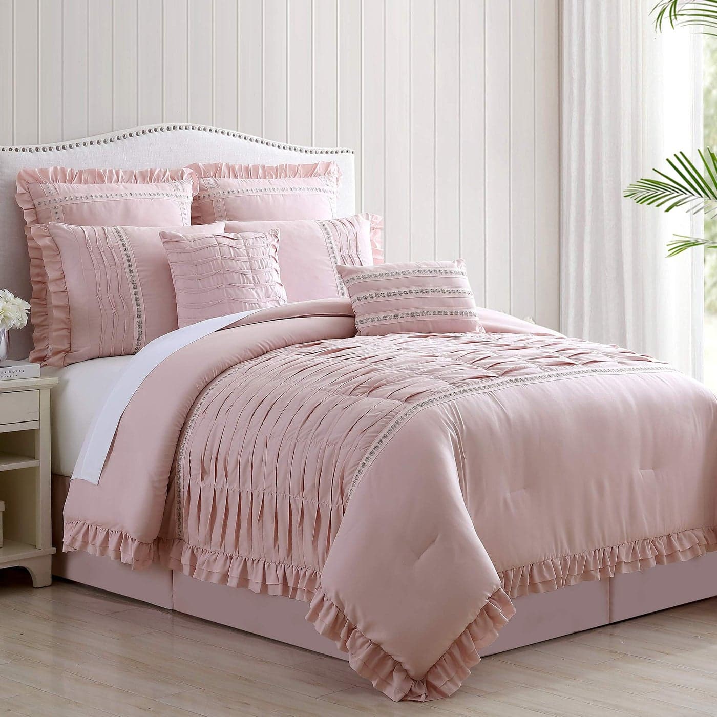 Modern Threads Antonella 8Piece Pleated Comforter Set King Mauve