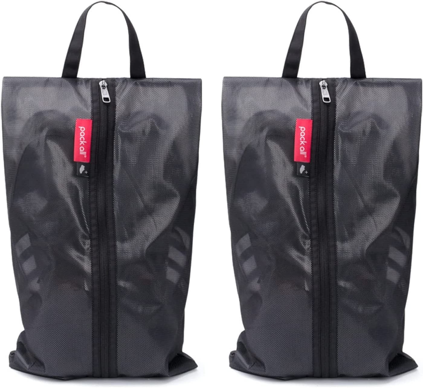 pack all PlusSized Shoe Bag for Travel WaterResistant Shoe Pouch for Gym OdorResistant Soccer Cleats Bag for Sport Black 2Pack