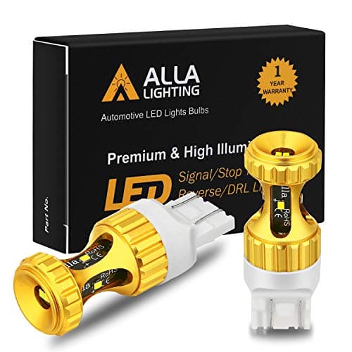 Alla Lighting 3000lms T20 7440 7443 LED White Bulbs, Super Bright W21W Back-up Reverse, Turn Signal, Brake Tail Lights Lamps