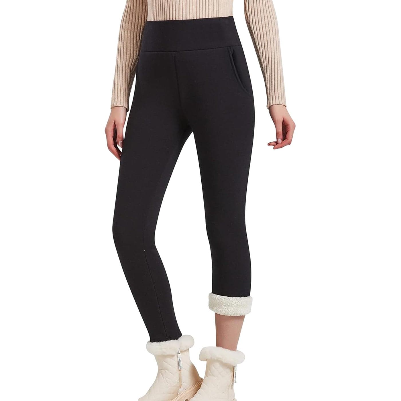 Hixiaohe Womens Casual Sherpa Fleece Lined Warm Leggings Thicken Heavy Jogger Pants04 BlackM