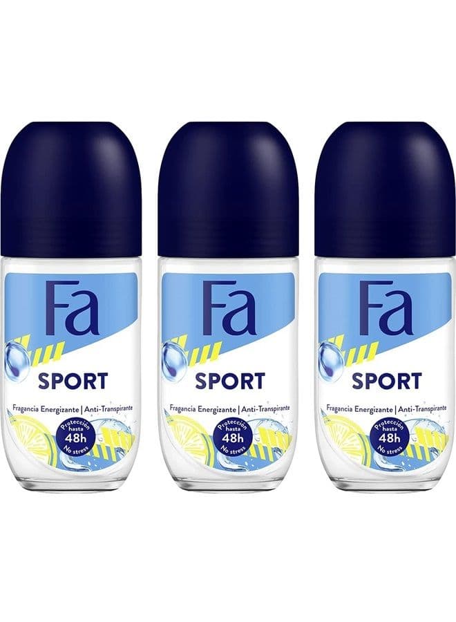 Deodorant 1.7 Ounce Roll-On Sport (50ml) (3 Pack)
