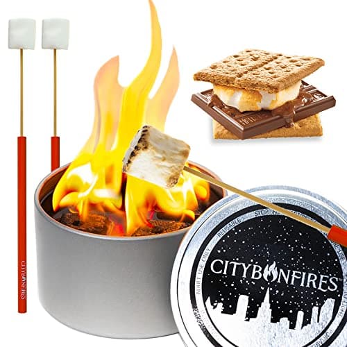 City Bonfire S'Mores Night Pack | 1 City Bonfires | Makes 4 S’Mores | Portable Fire Pit & S'Mores Kit | Compact | Lightweight | 3-5 Hours of Burn Time | No Wood No Embers