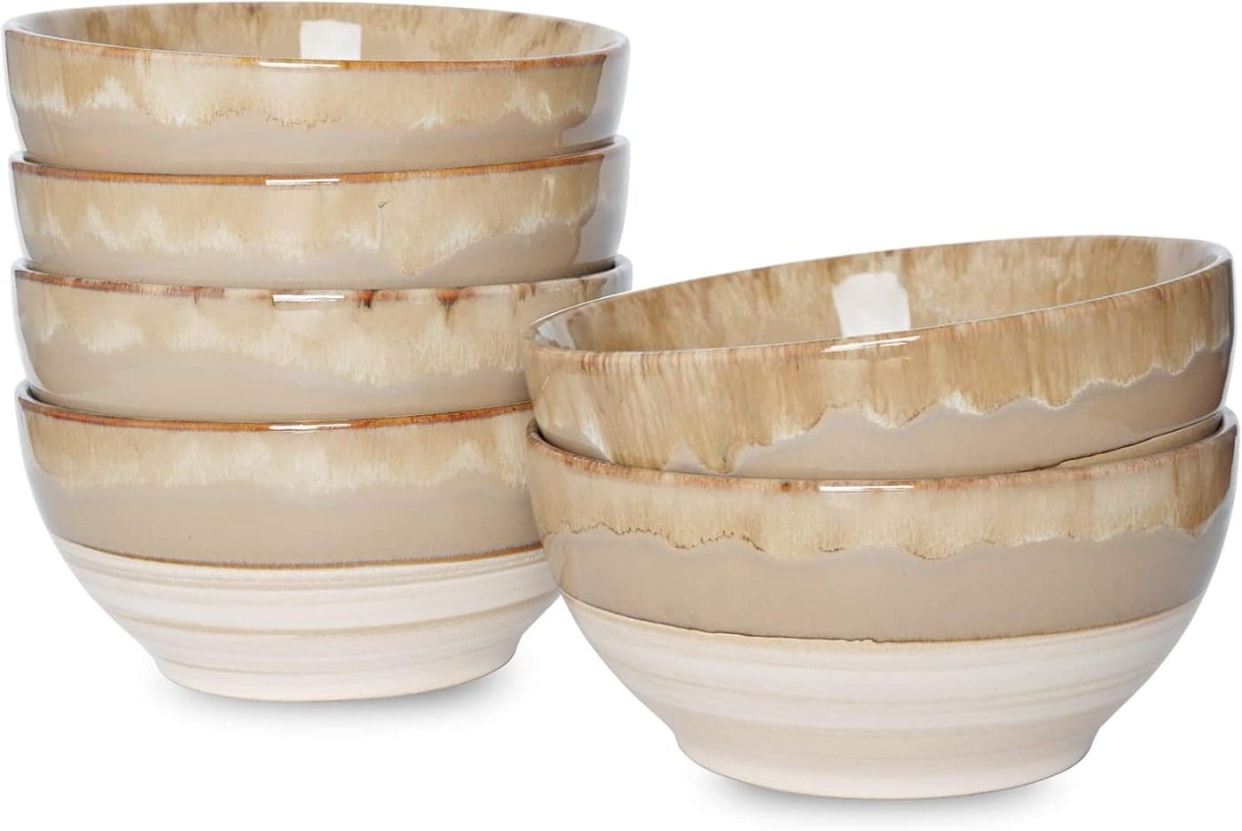 Bosmarlin Small Ceramic Dessert Bowls 16 Oz Set of 6 Dishwasher and Microwave Safe For Cereal Ice Cream Soup Salad Rice Brown Grey 16 Oz