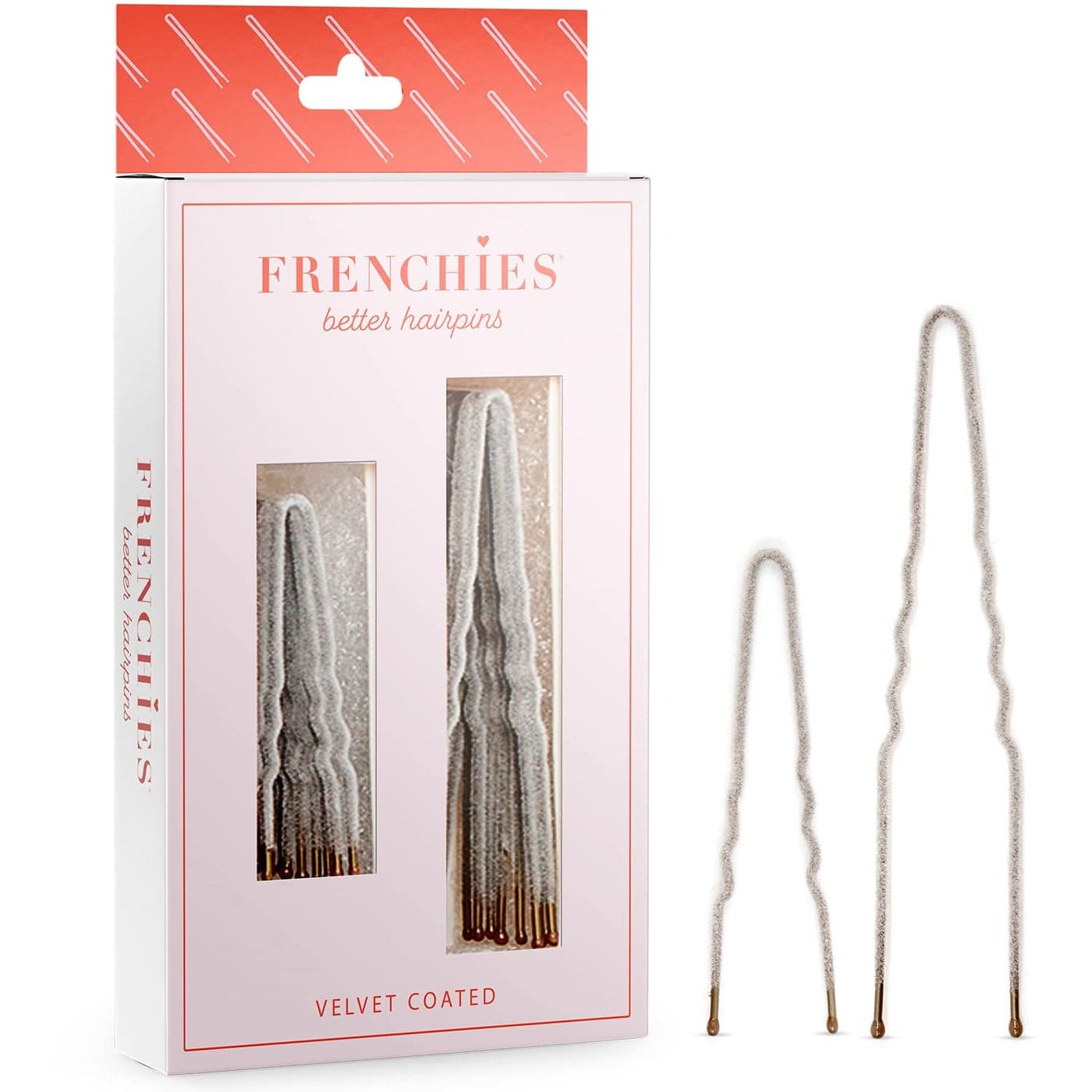 Frenchies French Twist Hair Pin Ultra Flocked Extra Soft French Hair Pins for Women Wedding Updo Extensions or Wig 20 Count Grey
