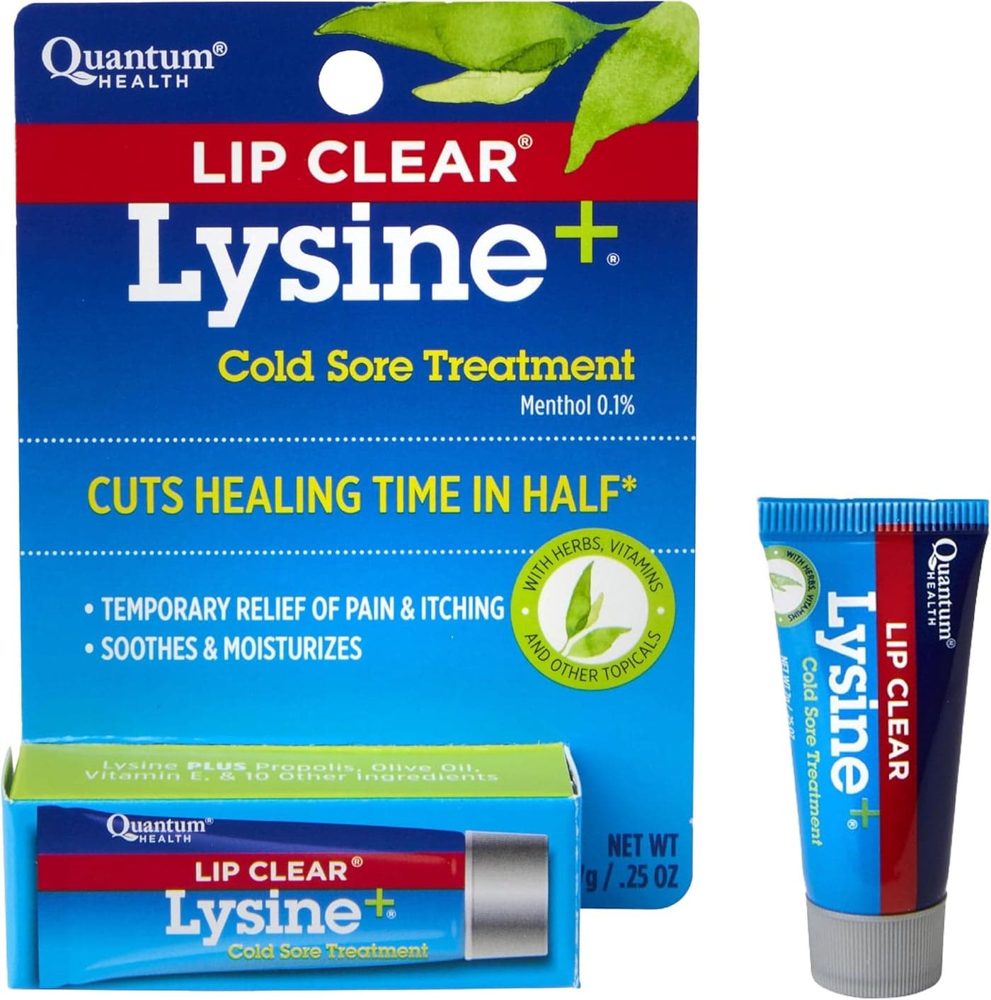 Quantum Health Lip Clear Lysine Cold Sore Treatment Soothe Moisturize Mouth Sores LLysine Menthol Calendula Propolis Ointment Transparent Fever Blister Healing Balm 025 Oz