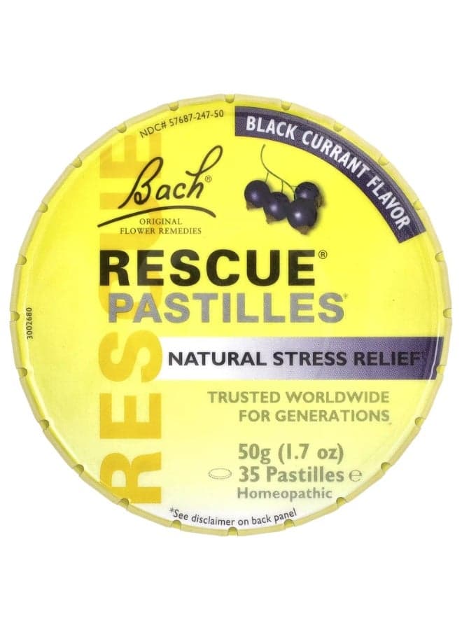 Bach, Rescue® Pastilles, Natural Stress Relief, Black Currant, 35 Pastilles