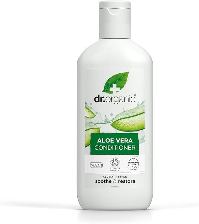 Dr Organic Aloe Vera Conditioner Soothing All Hair Types Natural Vegan CrueltyFree Paraben SLSFree Recyclable Recycled Ocean Bound Plastic Certified Organic 265ml Packaging may vary