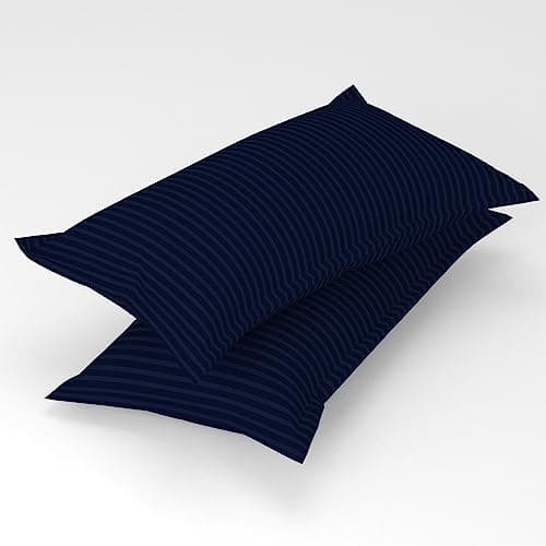 Homefab India 2 Piece Satin Stripe Glace Cotton Pillow Covers - Navy Blue