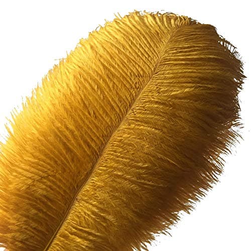 Sowder 1012inch2530cm Ostrich Feathers Plume for Wedding Centerpieces Home Decoration Pack of 10pcsGolden