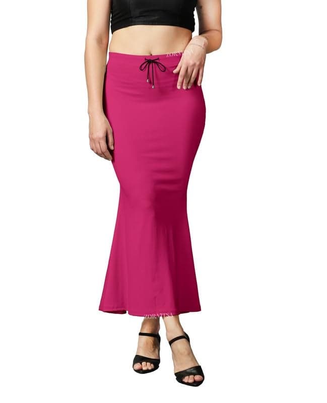 ZORNITSA Microfiber Stretchable Lycra Saree Shapewear Petticoat for Women Shape Wear Dress for Saree, Skirts (Pink, L)