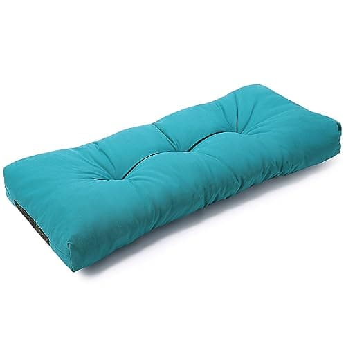 SUNROX LokGrip Non Slip Tufted Memory Foam Bench Cushion, FadeShield Water Resistant Durable Thicken Outdoor/Indoor Bench Seat Pads 48x16x4 inch, Turquoise