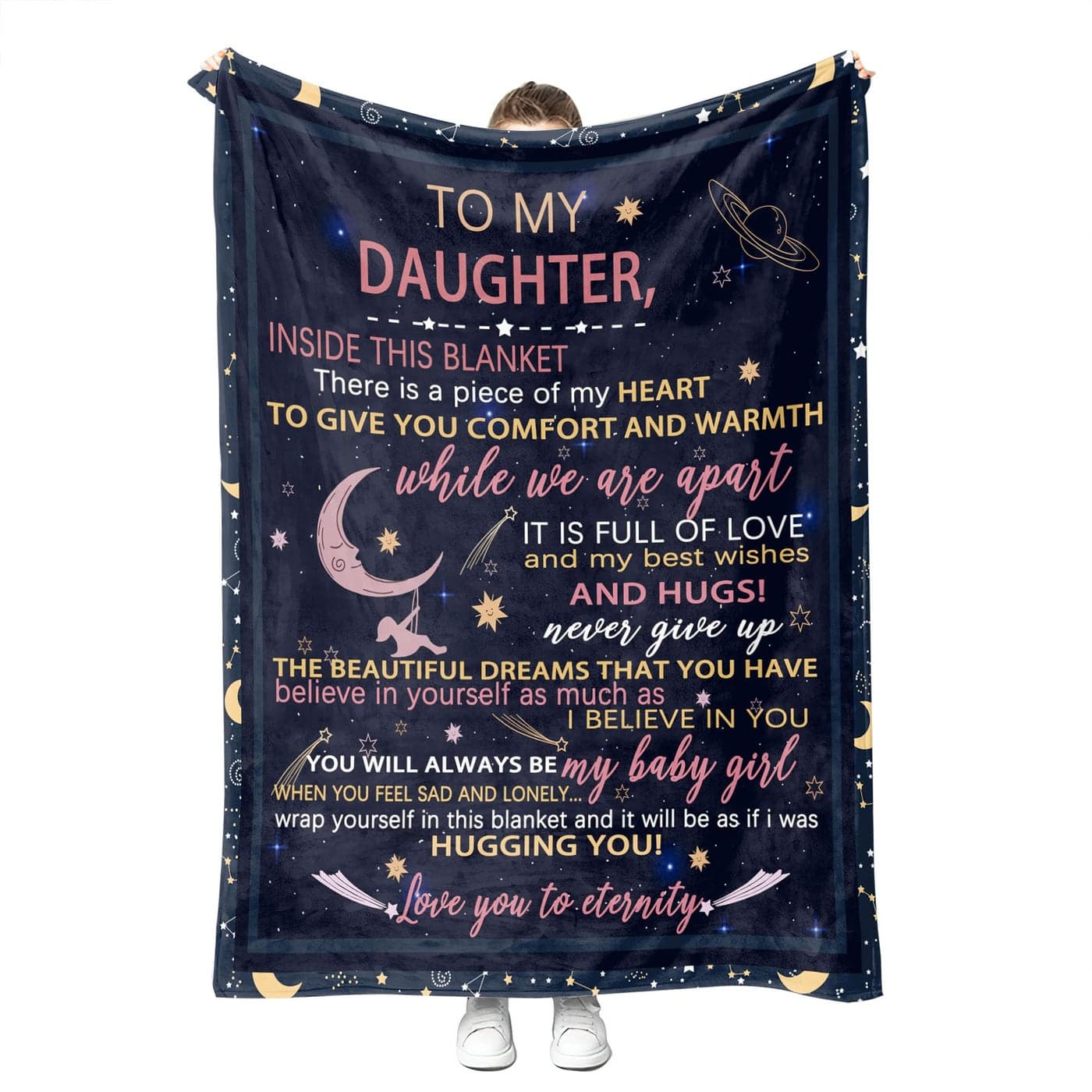 YunTu to My Daughter Blanket from Dad Mom Warm Letter Throw Blanket for Daughter Birthday Gifts for Daughter from Mom Dad Valentines Gifts for Daughter Night Letter 60 x 80inches150x200cm