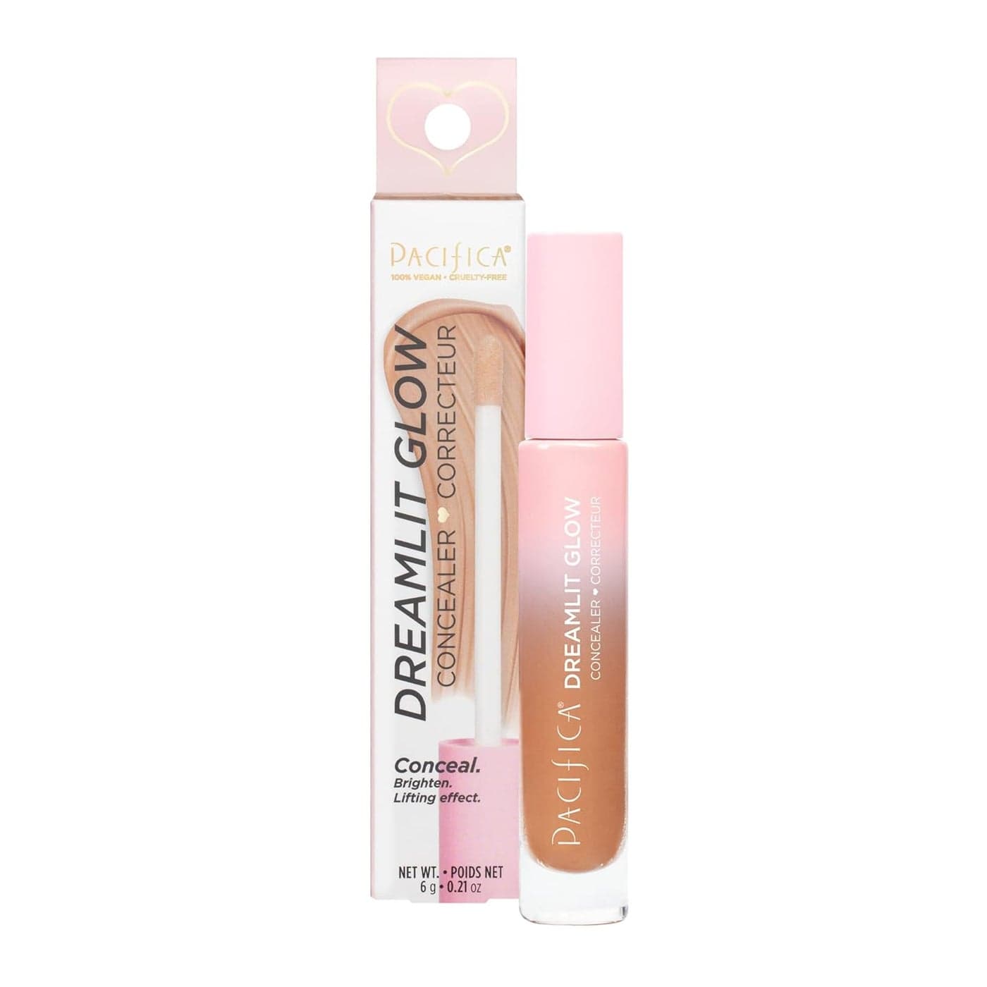 Pacifica Concealer DreamLit Glow Full Coverage Concealer for Puffy Eyes Dark Circles Lightweight LongLasting Vegan CrueltyFree Shade 07 Golden Almond