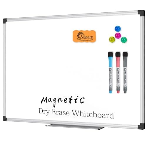 XBoard Magnetic Dry Erase Whiteboard 24 x 18 Inch, Double Sided White Board for Wall with Marker Tray | Silver Aluminum Frame Presentation Board for Home Office Classroom
