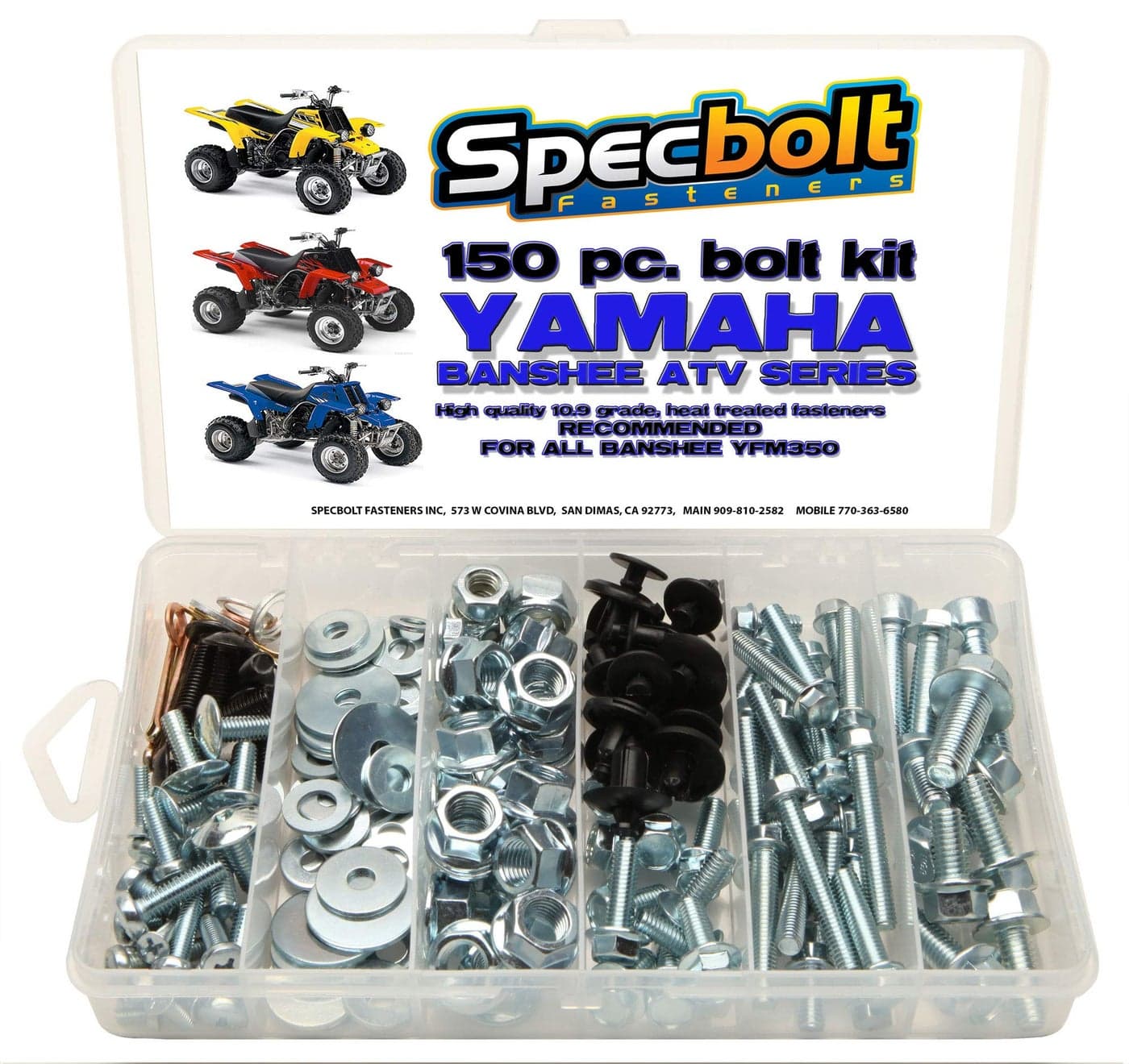 Specbolt Fasteners Brand Bolt Kit Fits All Yamaha Banshee YFM350 Models ATV150 pc Maintenance for Plastics Body Engine Exhaust Frame seat radiators Guards