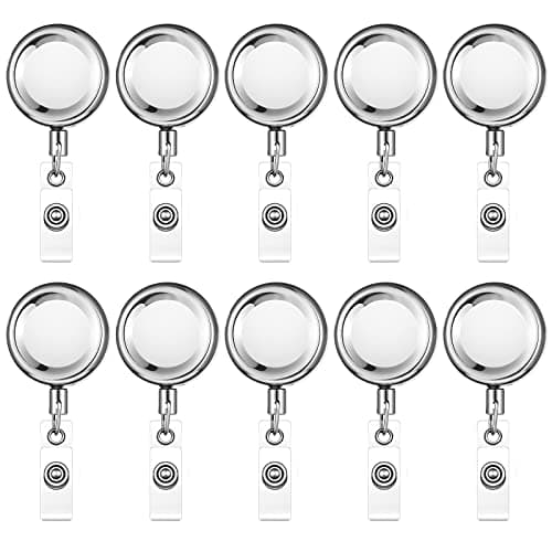 10 Pack Heavy Duty Retractable Badge Holder Reel Metal ID Badge Reel with Alligator Clip Badge Holder Retractable Clip Lightweight Strong Badge Reel for Nurses Professionals Students Teachers Office