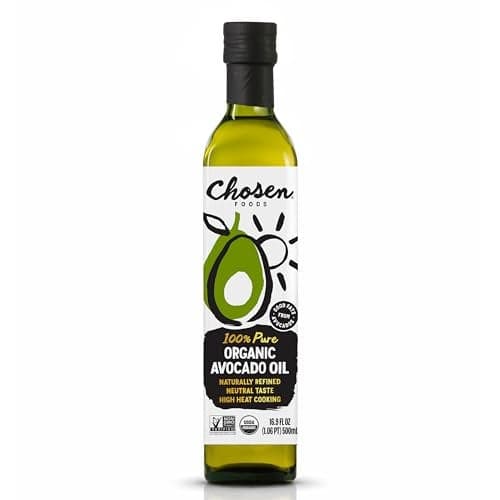 Chosen Foods Organic Avocado Oil 169 Fl Oz All Purpose Cooking Oil made from 100 Pure Avocados NonGMO GlutenFree Keto Friendly Glyphosate Free 500mL Pack Of 1