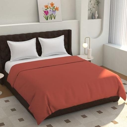 TIB Glace Cotton Plain Duvet Cover King Size | Blanket Cover Double Bed | Quilt Cover Double Bed with Zipper 140 GSM, 90x100, Cherry