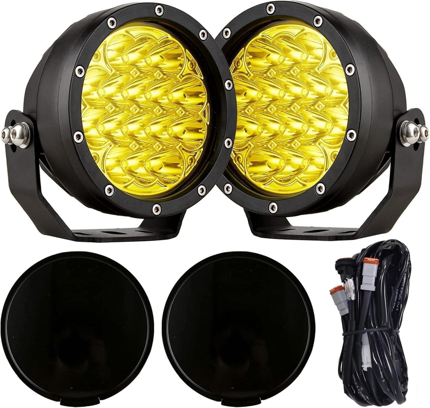 BIGLION.X 5Inch Amber Round LED Offroad Lights Pair 160W 18800LM Super Bright Amber Yellow Fog Light Pods