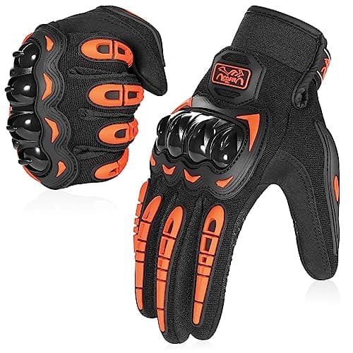 COFIT Motorcycle Gloves Breathable Touchscreen Motorbike Gloves AntiSlip with Good Grip Hard Knuckles Protection for Men Women Motocross BMX ATV MTB Cycling Road Racing Orange L