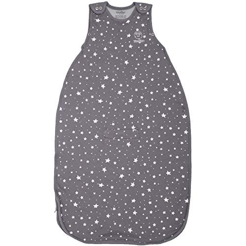 Woolino Merino Wool and Organic Cotton Ultimate Sleep Sack - 4 Season - Two-Way Zipper Adjustable Sleeping Bag - Universal Size Sleep Sack for Baby (2-24 Months) - Star Gray