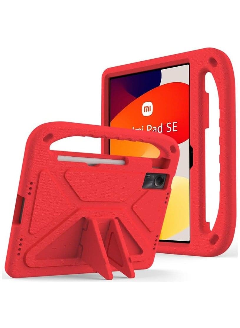 Kids Case For Xiaomi Redmi Pad SE 11-Inch (2023), EVA Foam Lightweight Shockproof Duarable, Tablet Cover with Handle Stand Case For Children Firendly, Red