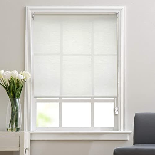Deco Window Sheer Roller Blinds for Windows (50 Inches W X 84 Inches H, Ivory) Roll-Up Shades, Light Filtering, Sun UV Protection Polyester Curtains for Home & Office
