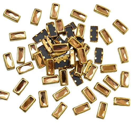 EmbroideryMaterial Raw Material Flat Glue On Kundan Stones Beads for Craft, Jewellery Making, Bangles Work, Maggam Work Material, Stones for Embroidery Work, Aari Work (Rectangle Shape, 4MM, 500 Pieces)