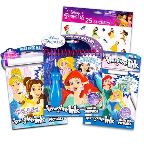 Disney Princess Imagine Ink Activity Book Set 3 Magic Disney Princess Coloring Books for Girls Kids Toddlers with Invisible Ink Pens Stickers Games Puzzles Mazes and More
