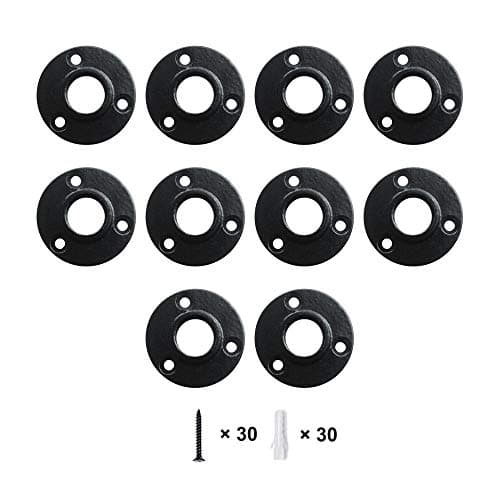 GeilSpace Floor Flange, Malleable Iron Pipe Fittings - Vintage DIY Industrial Shelving, Industrial Decor, Furniture DIY (3/4", Black)