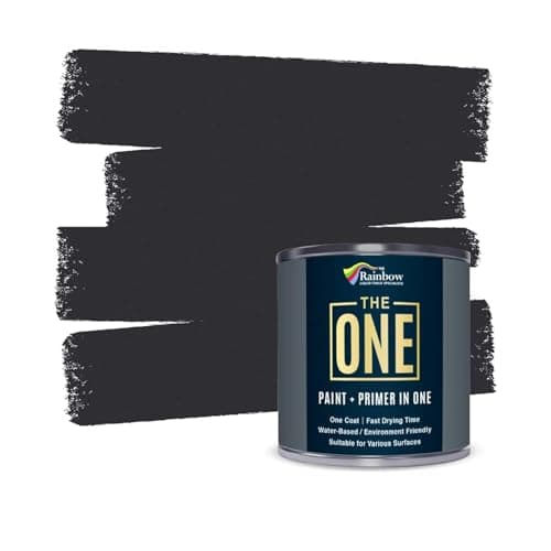 The ONE All-In-One Paint & Primer - Charcoal Satin, 84.5 Fl Oz/2.5 Liter | 1 Coat Formula | Easy Indoor & Outdoor Decorating for Home & Garden Walls, Floors & Furniture | Water-Based & Low VOC