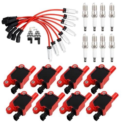 HQPASFY Square Ignition Coil UF413 Iridium Spark Plug Wires Set of 8 Compatible with 20052021 Cadillac Escalade Chevy Silverado Express 1500 2500 3500 GMC Sierra 48L 53L 60L Rapalce D510C