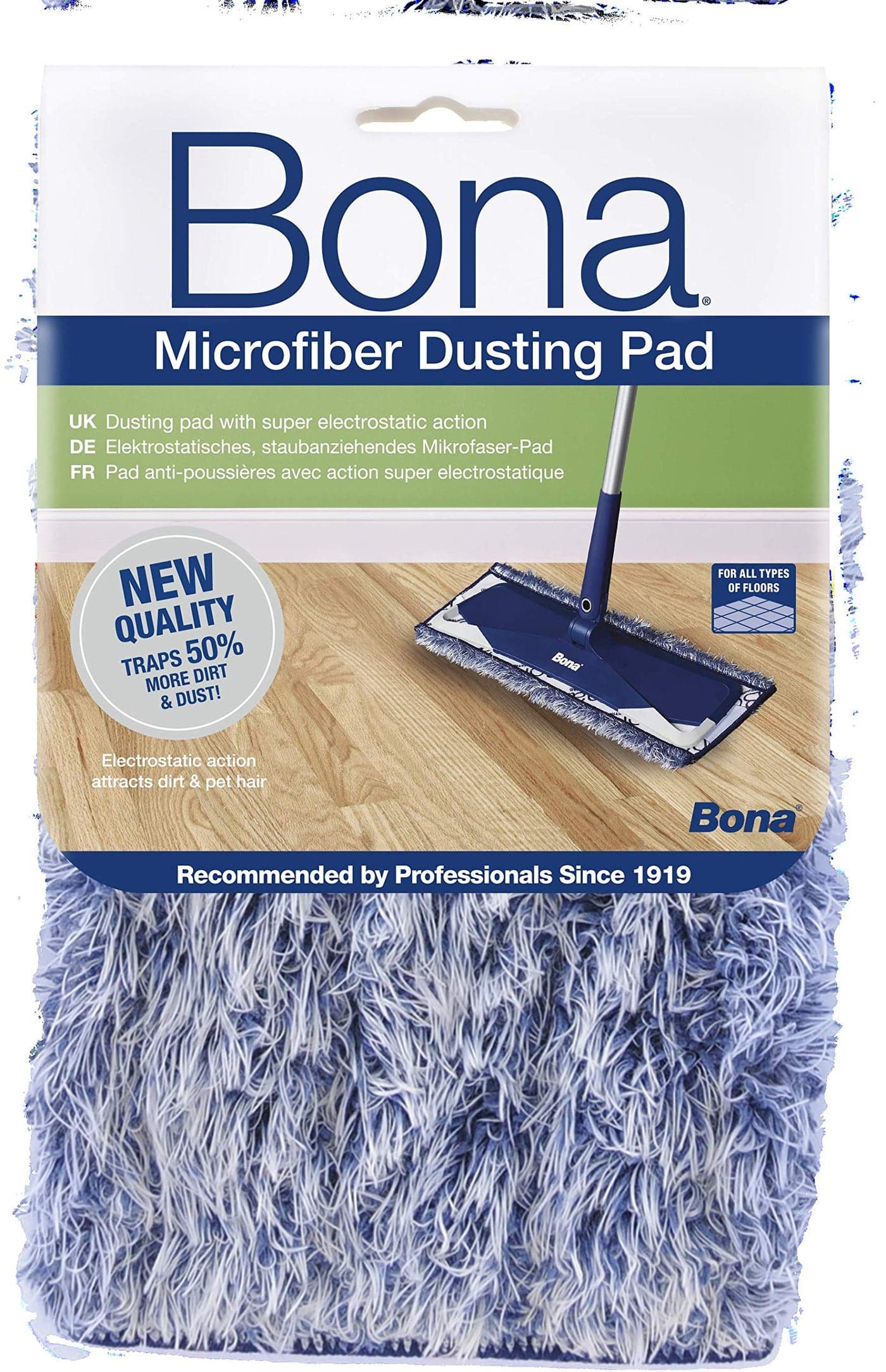 Bona Microfiber Dusting Pad | Removable Washable Cleaning | Mop Head Cloth | Multi Surface Use | House | Kitchen | Roof | Glass | Reusable | Kids & Pet Safe | Removes Hair | Daily Use | Clean Corners
