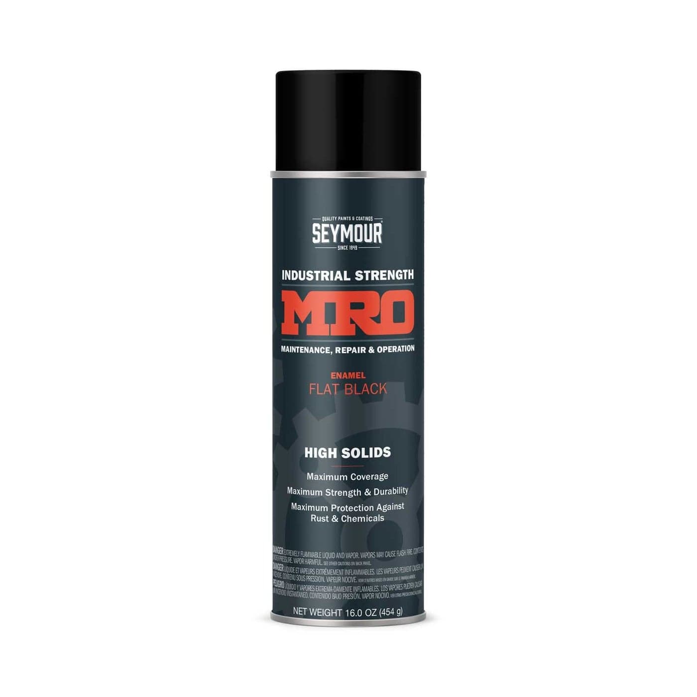 SEYMOUR 620-1433 Industrial MRO High Solids Spray Paint, Flat Black, 16 Ounce (Pack of 1)