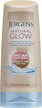 Jergens Natural Glow Inshower Moisturizer Medium to Tan Skin Tone 75 Ounce Wet Skin Lotion Locks in Hydration with Gradual Flawless Color