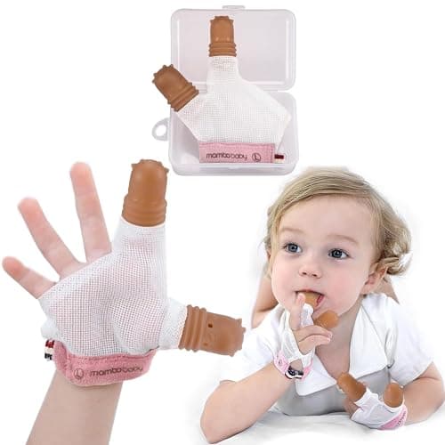 Elfzone Thumb Sucking Guard Thumb Sucking Stop for Kids12 Years Old Silicone Finger Guard for Thumb Sucking with Breathable Mesh Adjustable Thumb Sucking Treatment Kit for 12 Months Pink Large