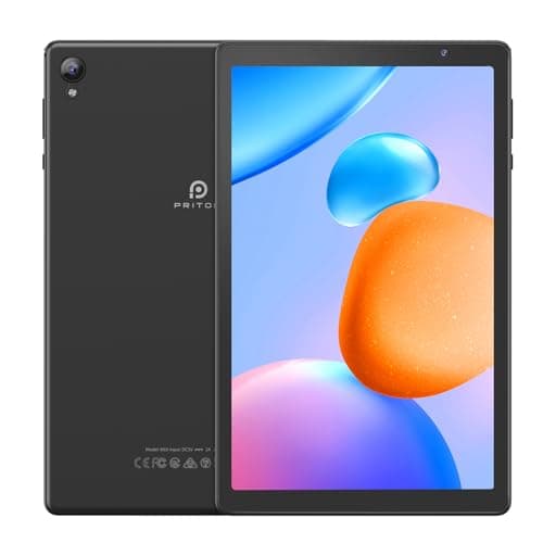 PRITOM Tablets 10 inch, TAB10 Android 14 Tablet, Quad-Core, WiFi, 32 GB, 6000mAh, HD IPS Display, Dual Camera, Bluetooth (Gray)