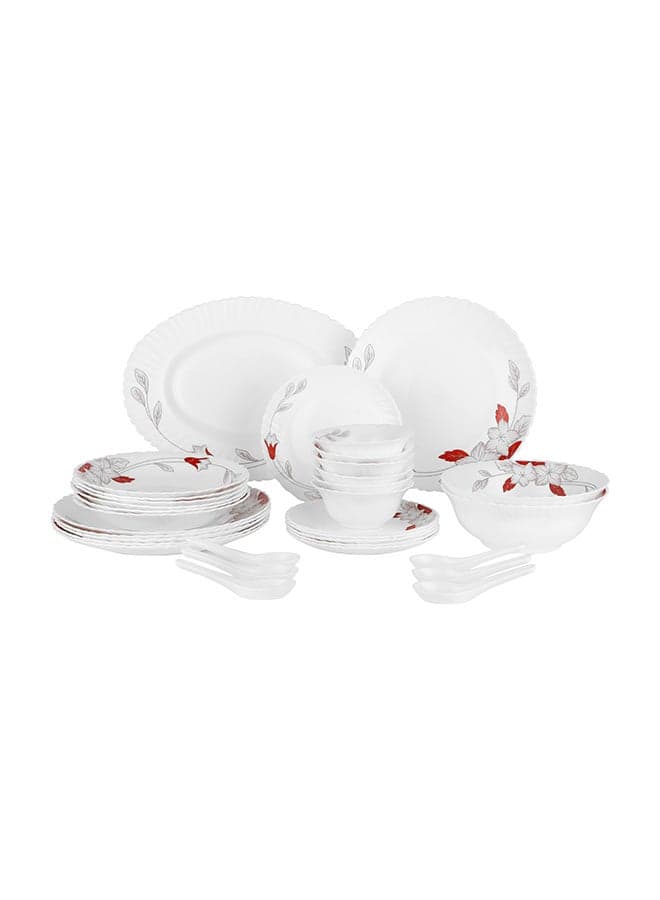 33-Piece Opalware Dinner Set White/Blue/Yellow 13inch