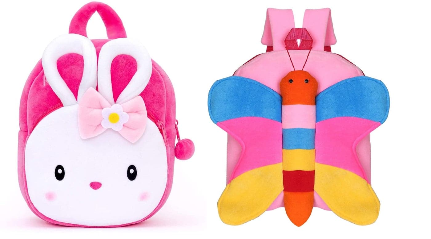 blue tree Kids School Bag Soft Plush Backpack Cartoon Bags Mini Travel Bag for for Girls Boys Toddler Baby Konggi Rabbit & Butterfly
