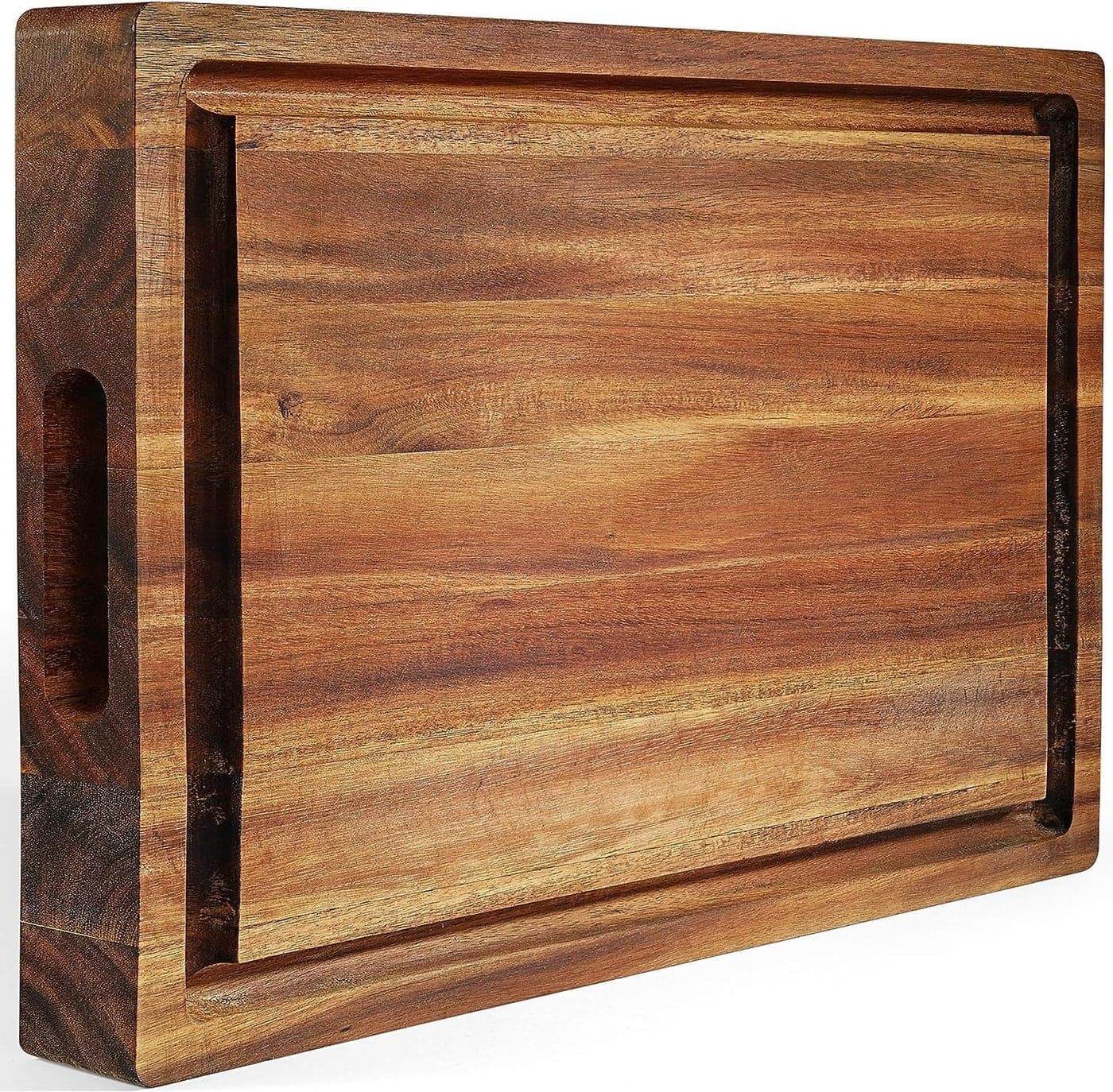 XL Acacia Wood Cutting Board 20x15x15in and Wooden Butcher Block Chopping BoardReversible Multipurpose For Meat Cheese Board Vegetables Bread with Juice Groove Cracker Holder Inner Handles
