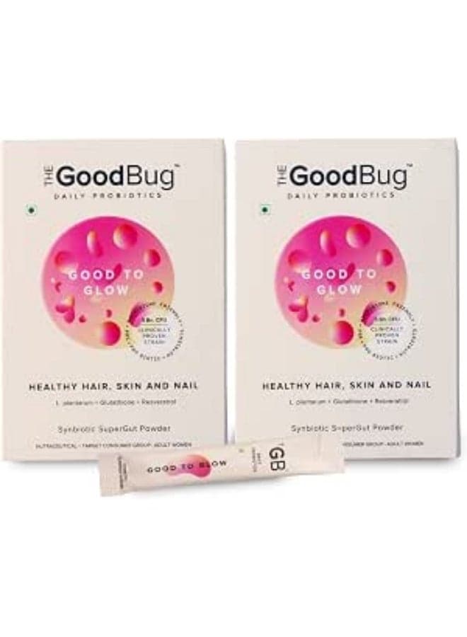 The Good Bug Good To Glow SuperGut Powder for Glowing Skin | Pre & Probiotic Supplement for Healthier Skin, Hair & Nails for Women | 5 Billion CFU of Clinically Proven Strains | 30 Days Pack